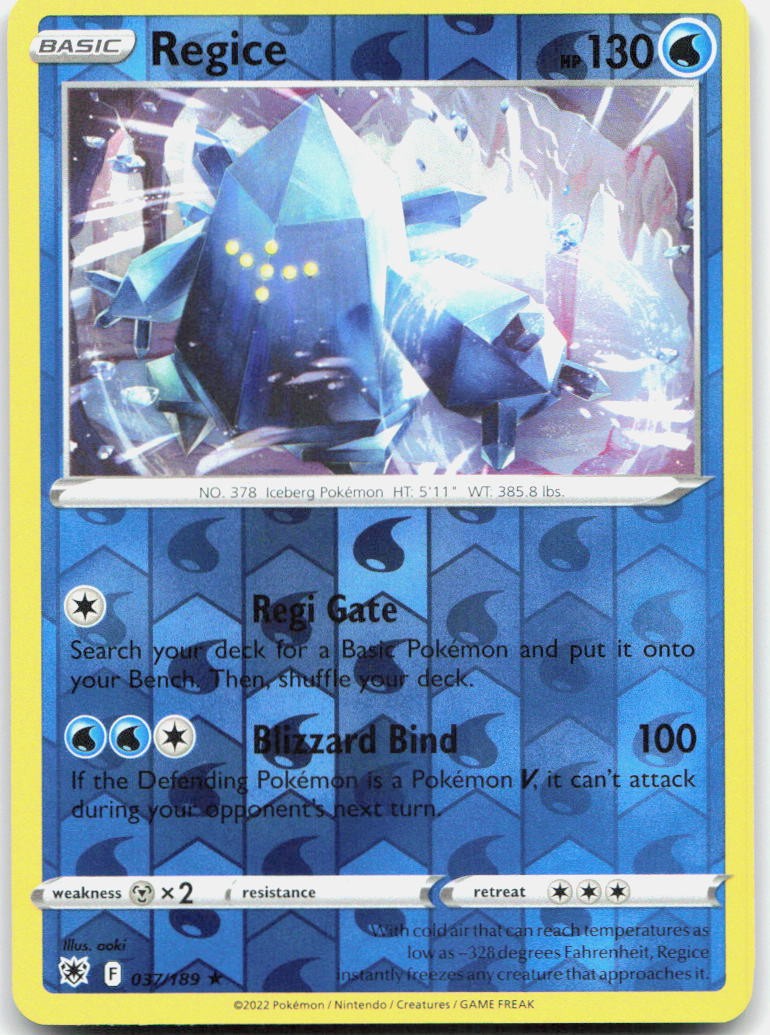 Regice Reverse Holo Rare SWSH10: Astral Radiance 037/189 NM