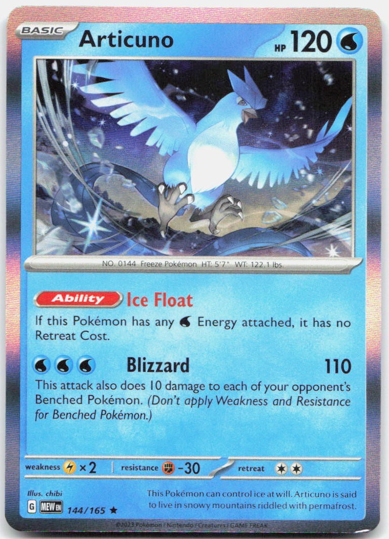 Articuno 144/165 Rare 151 Pokemon Holo Near Mint