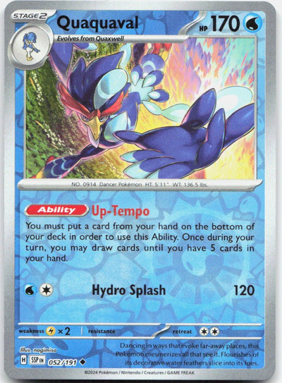 Quaquaval Reverse Holo Uncommon SV08: Surging Sparks 052/191 NM