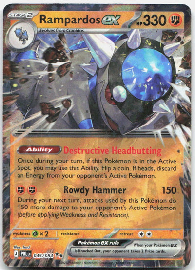 Rampardos ex Holo Double Rare ME05: Pitch Black 045/084 NM