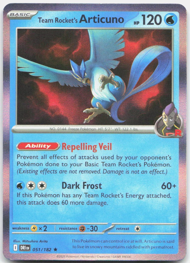 Team Rocket's Articuno Holo Rare SV10: Destined Rivals 051/182 NM