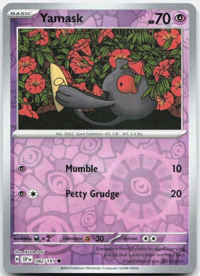 Yamask Reverse Holo Common SV08: Surging Sparks 082/191 NM
