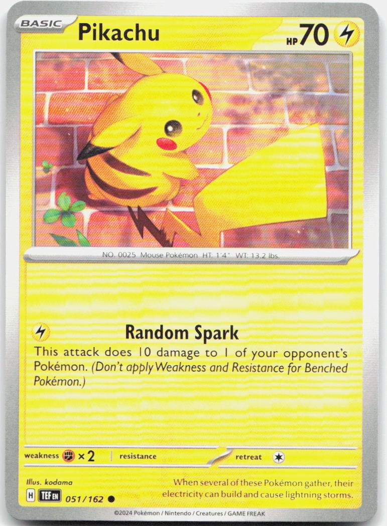 Pikachu 051/162 Common Temporal Forces Pokemon Near Mint
