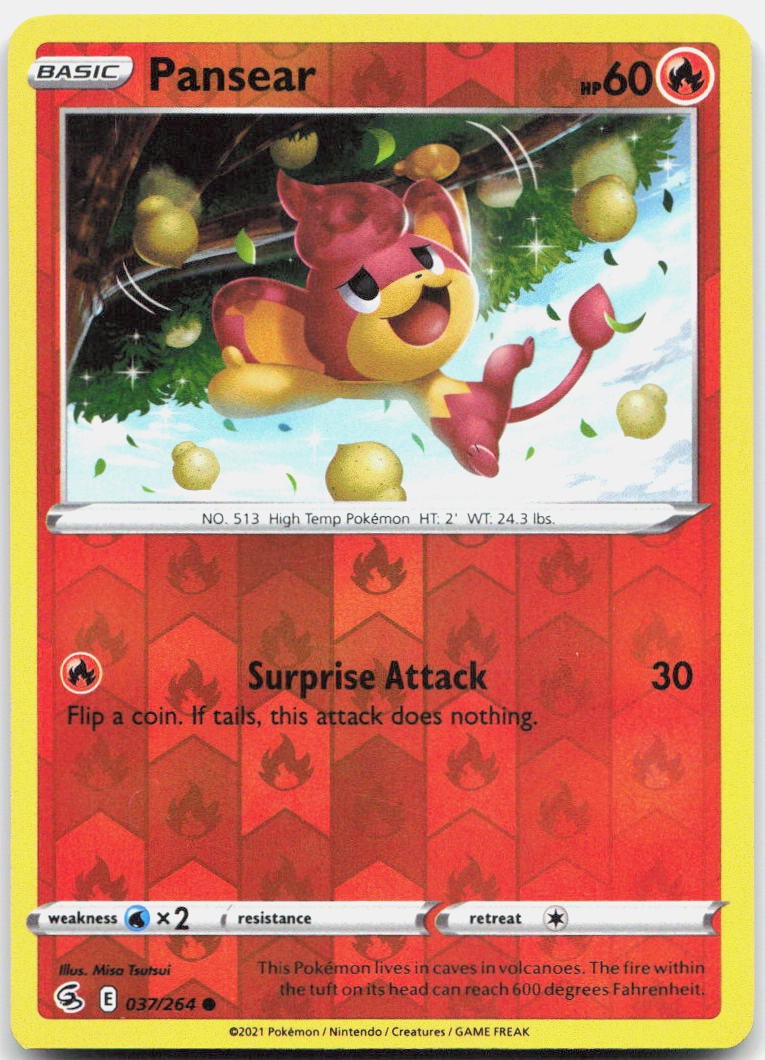 Pansear 037/264 Common Fusion Strike Pokemon Reverse Holo Near Mint