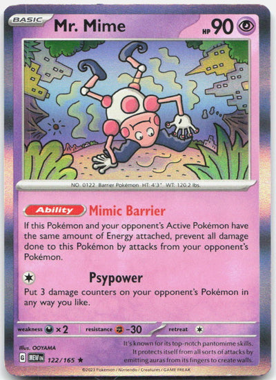 Mr. Mime 122/165 Rare 151 Pokemon Holo Near Mint