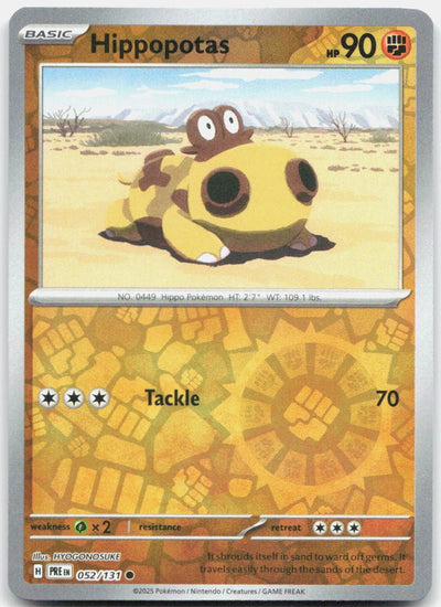 Hippopotas 052/131 Common Prismatic Evolutions Pokemon Reverse Holo Near Mint