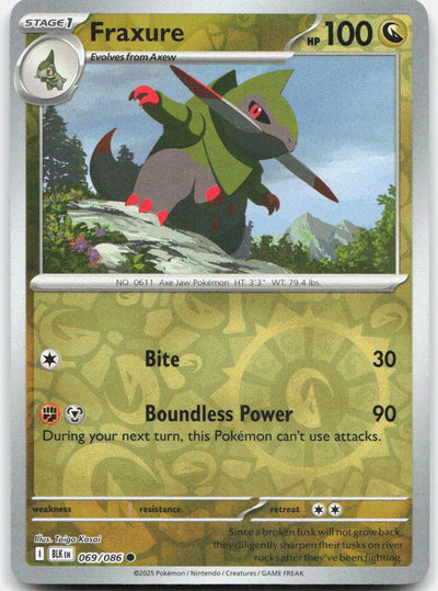 Fraxure Reverse Holo Common SV: Black Bolt 069/086 NM