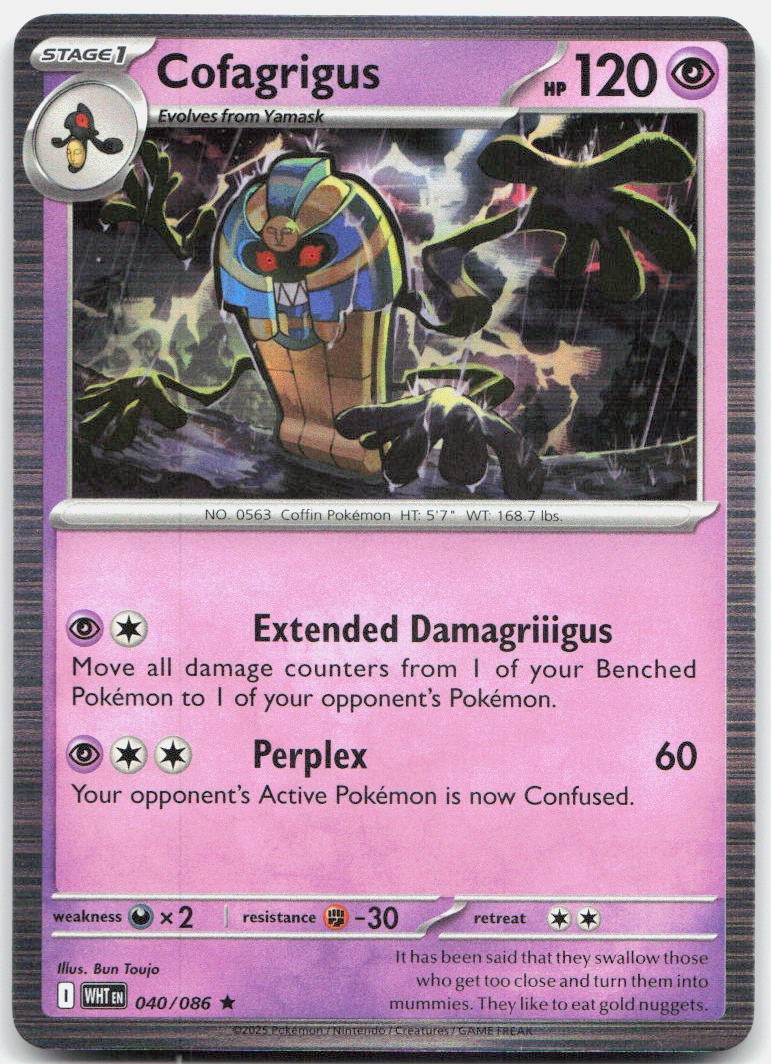 Cofagrigus 040/086 Holo Rare White Flare Pokemon Near Mint