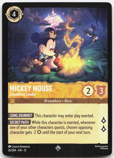 Mickey Mouse - Expedition Leader Super Rare Wilds Unknown 26/204 NM