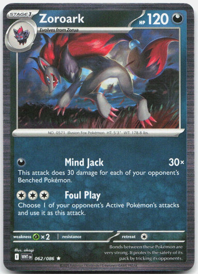 Zoroark 062/086 Holo Rare White Flare Pokemon Near Mint