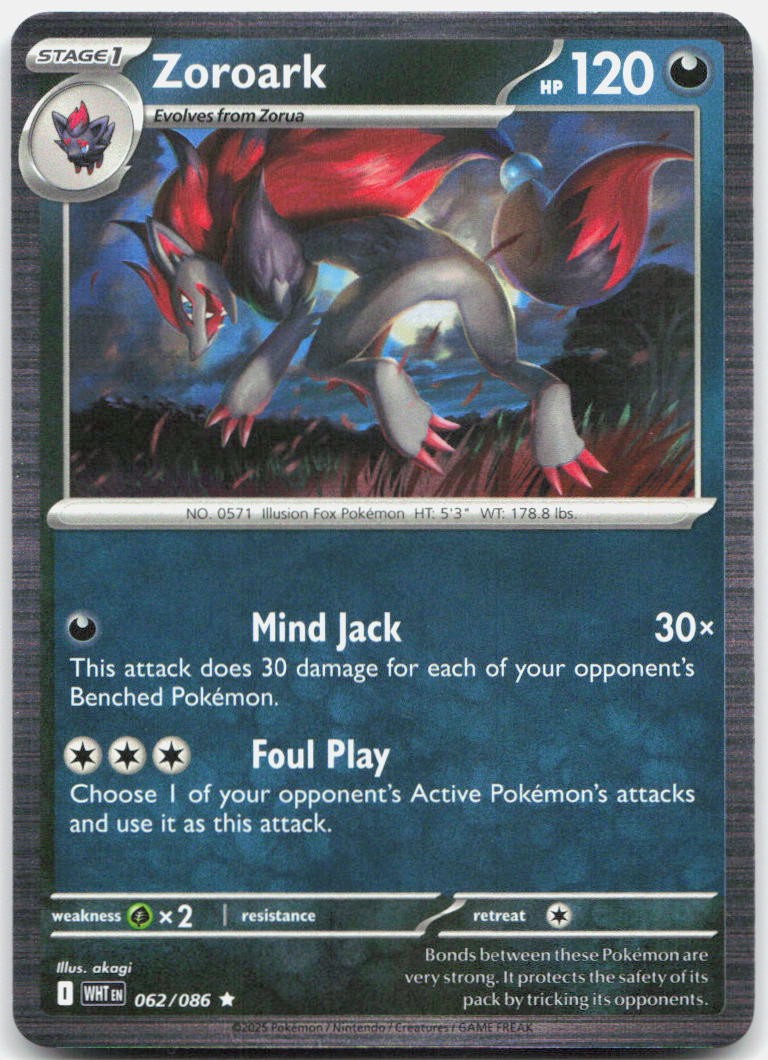 Zoroark 062/086 Holo Rare White Flare Pokemon Near Mint