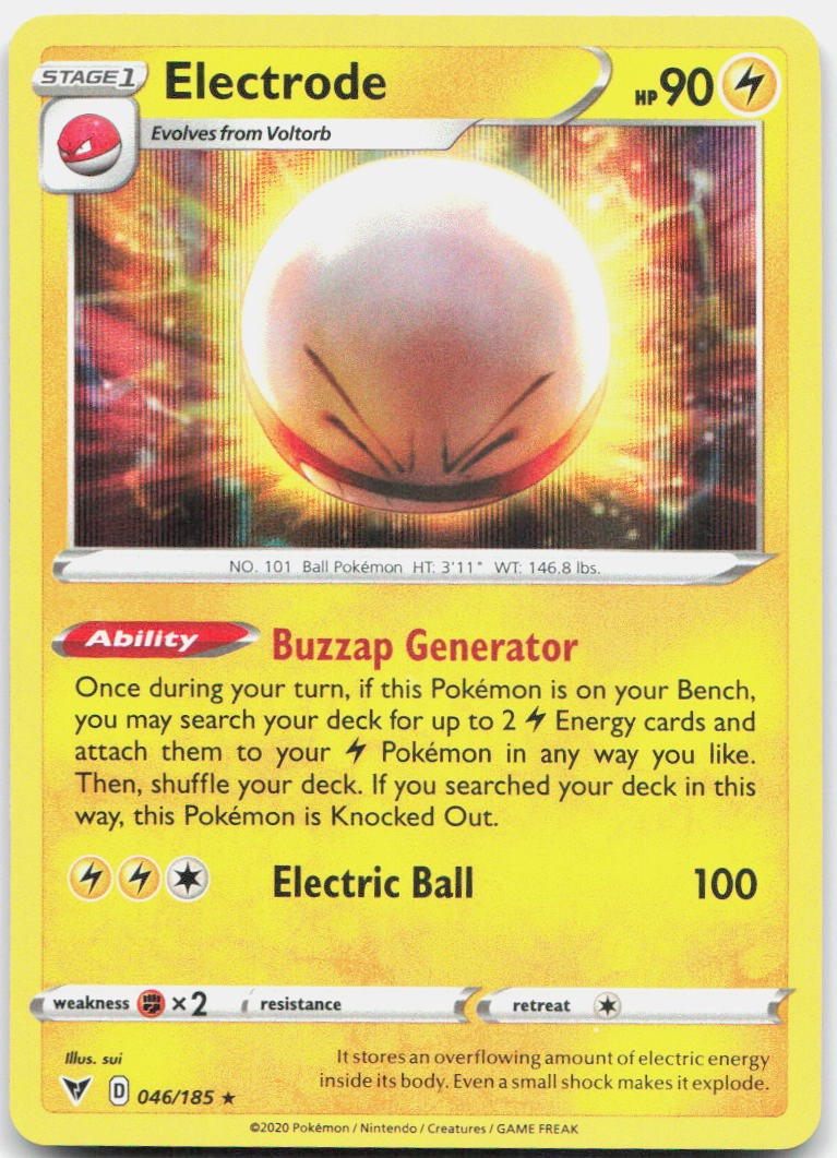 Electrode 046/185 Holo Rare Vivid Voltage Pokemon Holo Near Mint