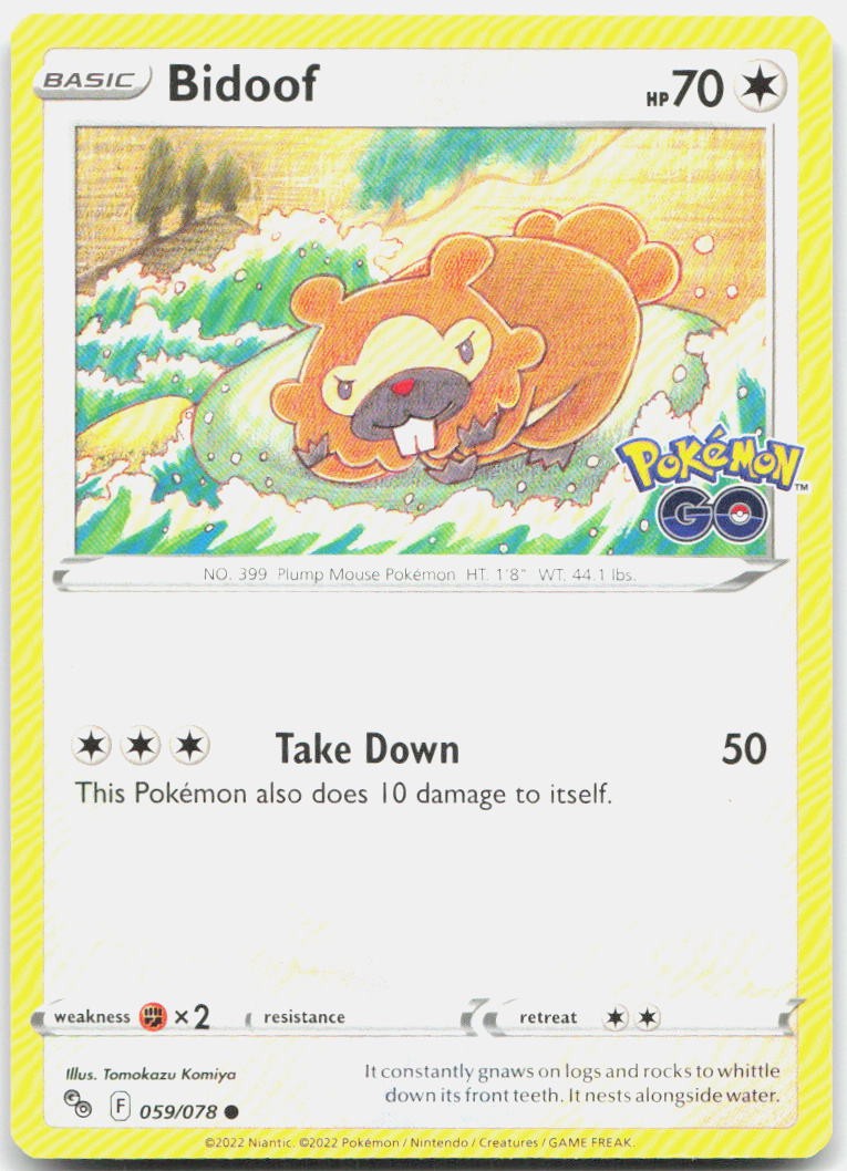 Bidoof 059/078 Common Pokemon GO Pokemon Near Mint
