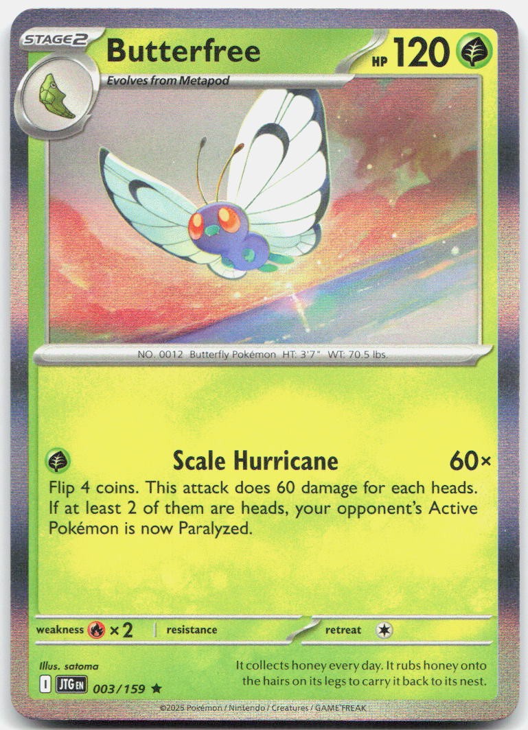 Butterfree 003/159 Rare Journey Together Pokemon Holo Near Mint