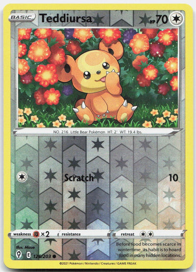 Teddiursa Reverse Holo Common SWSH07: Evolving Skies 126/203 NM