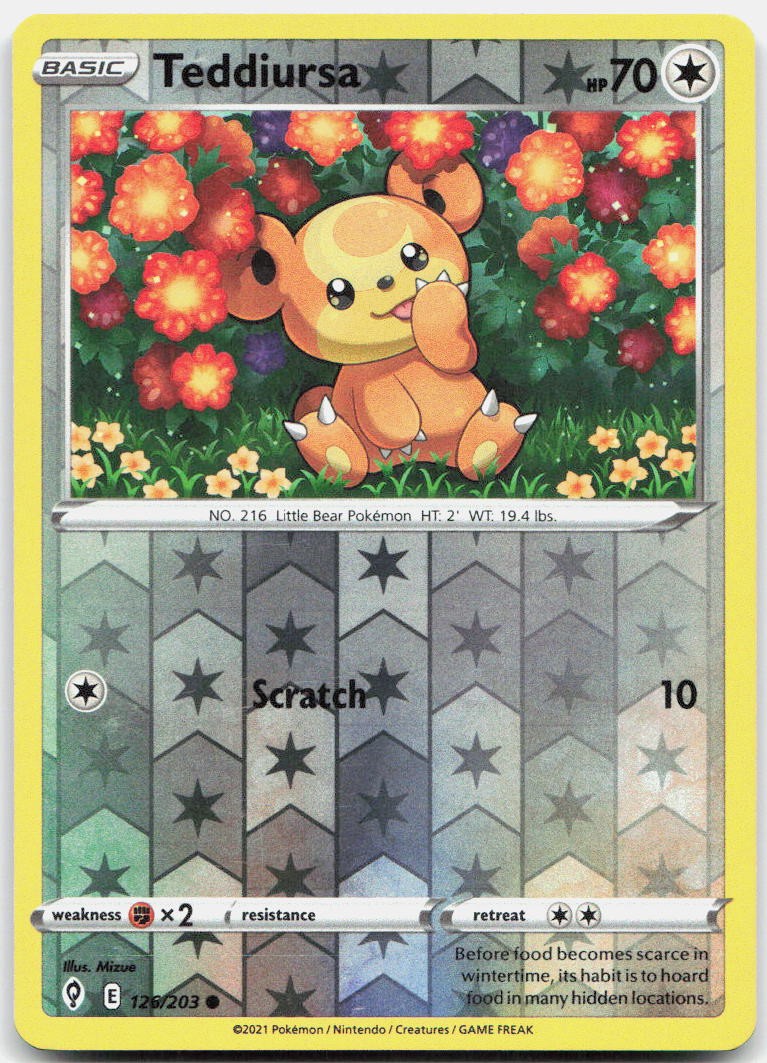 Teddiursa Reverse Holo Common SWSH07: Evolving Skies 126/203 NM