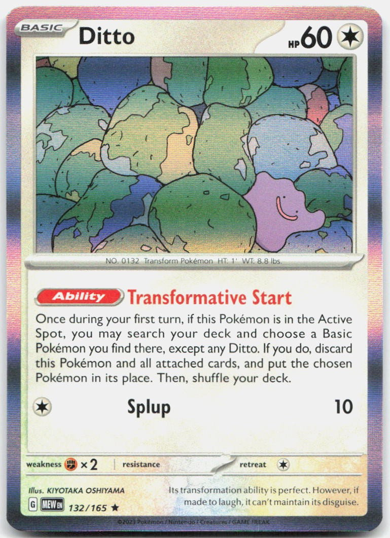 Ditto 132/165 Rare 151 Pokemon Holo Near Mint