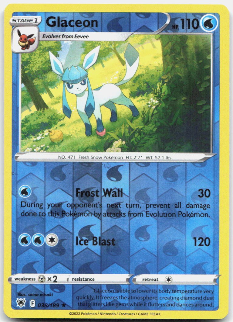 Glaceon 038/189 Rare Astral Radiance Pokemon Reverse Holo Near Mint