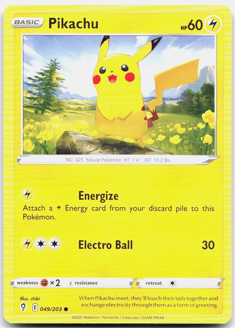 Pikachu 049/203 Common Evolving Skies Pokemon Near Mint