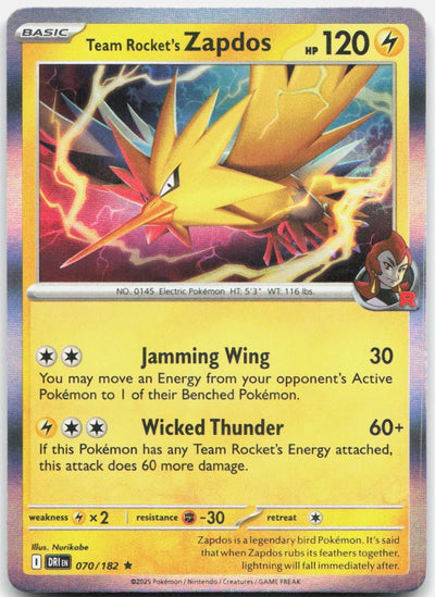 Team Rocket's Zapdos Holo Rare SV10: Destined Rivals 070/182 NM