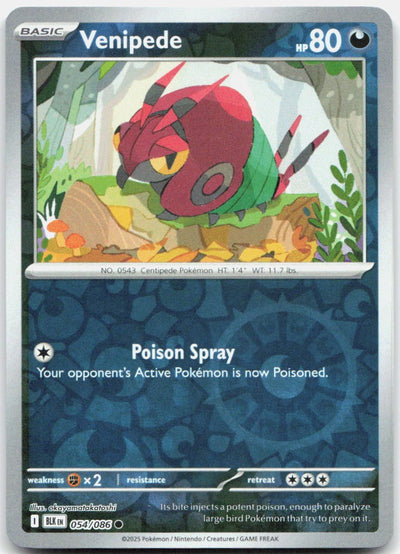 Venipede Reverse Holo Common SV: Black Bolt 054/086 NM