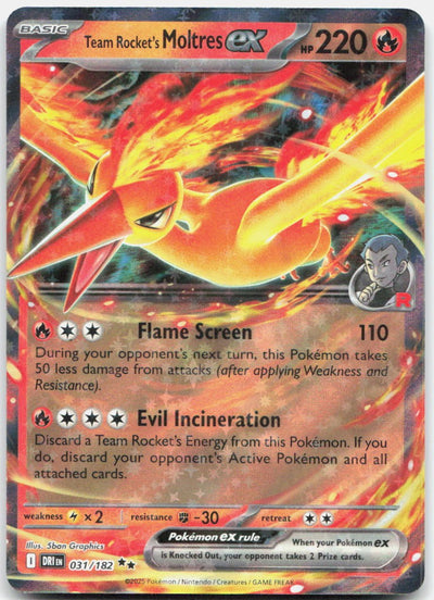 Team Rocket's Moltres ex Holo Double Rare SV10: Destined Rivals 031/182 NM