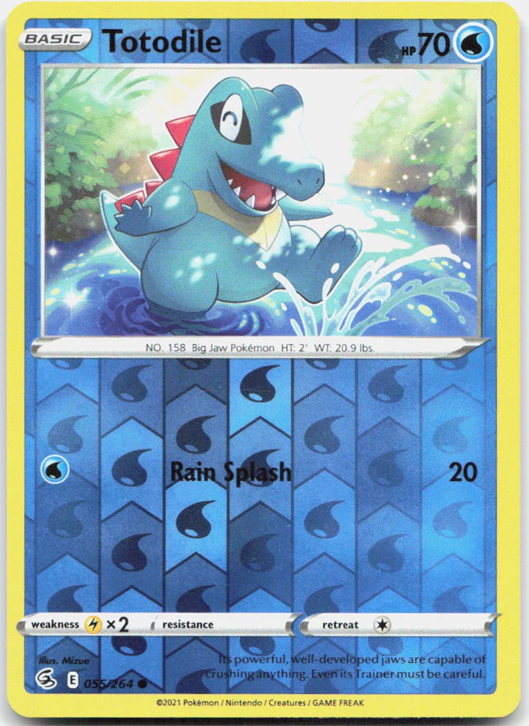 Totodile Reverse Holo Common SWSH08: Fusion Strike 055/264 NM