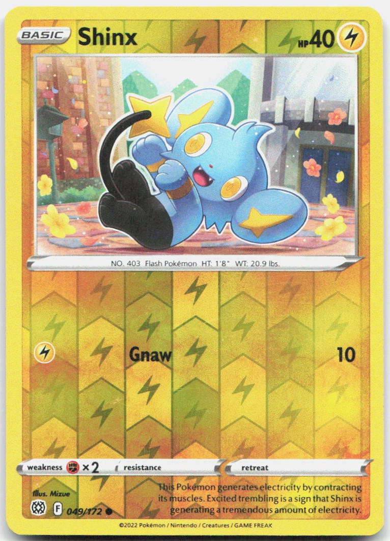 Shinx 049/172 Common Brilliant Stars Pokemon Reverse Holo Near Mint